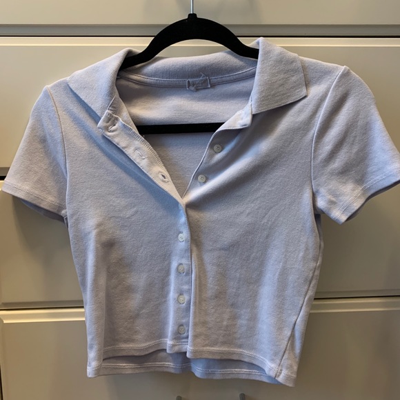 John Galt Tops - Light Blue Tee Button Up Tee